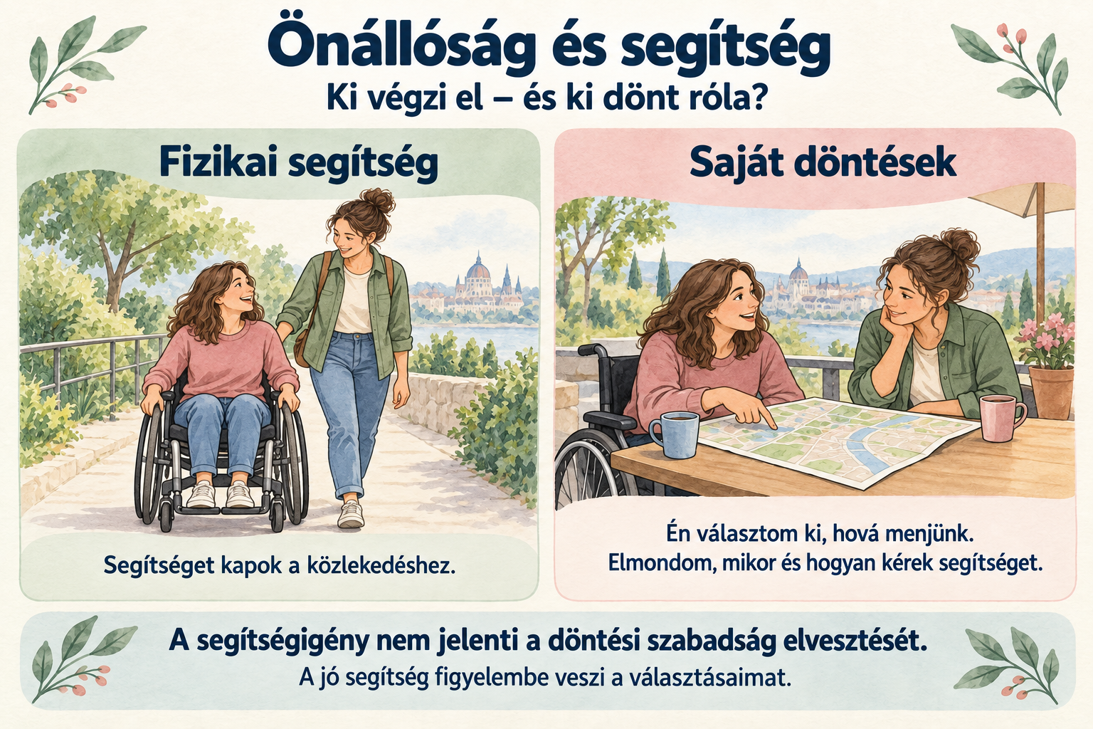 Önállóság és segítség. A fizikai önállóság és a döntési szabadság megkülönböztetése.
